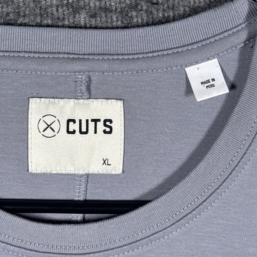 Cuts Shirt Mens XL Gray Pima Cotton Short Sleeve Crew Neck Casual Tee - Picture 2 of 8